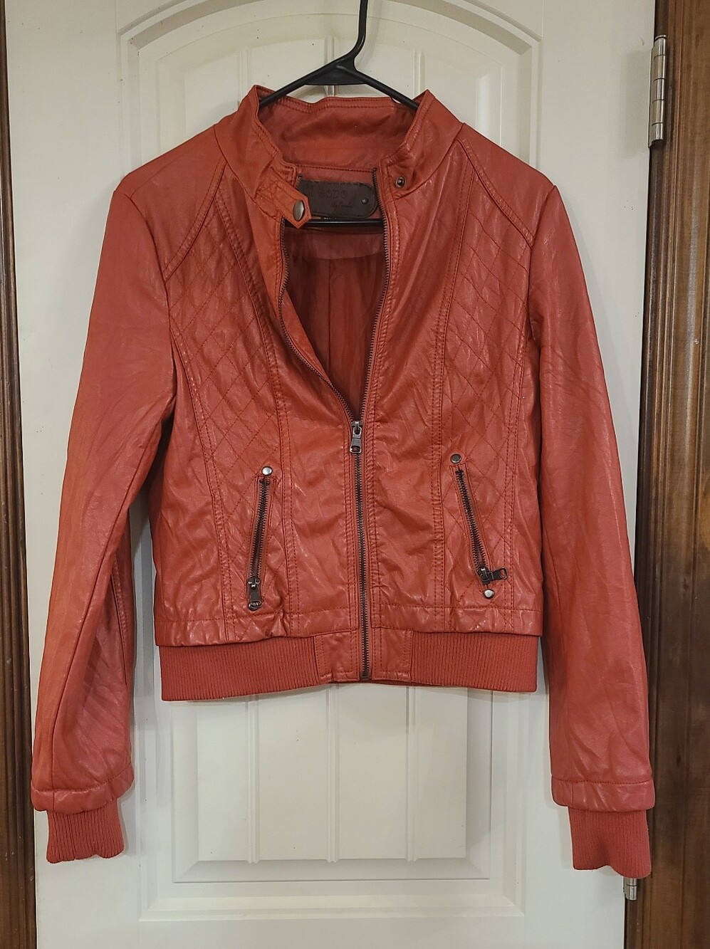 Women's Ci Sono Rust Faux Leather Biker Jacket Size M